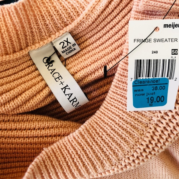 Plus Size 2X Sweater Pink GRACE AND KARMA Pullover Long Sleeves NWOT - Picture 2 of 7